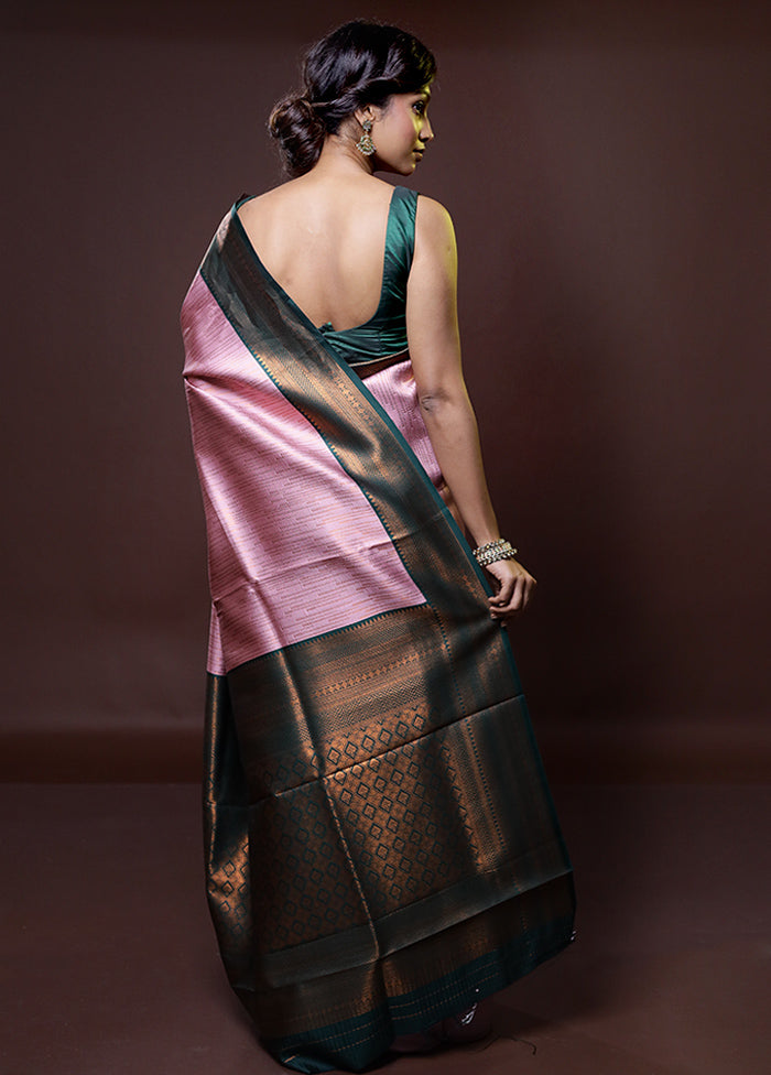 Purple Kanjivaram Silk Saree With Blouse Piece