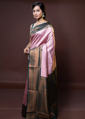 Purple Kanjivaram Silk Saree With Blouse Piece