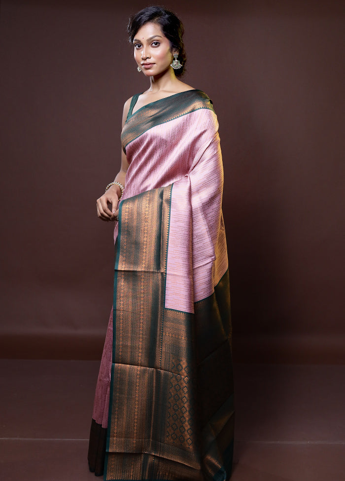 Purple Kanjivaram Silk Saree With Blouse Piece