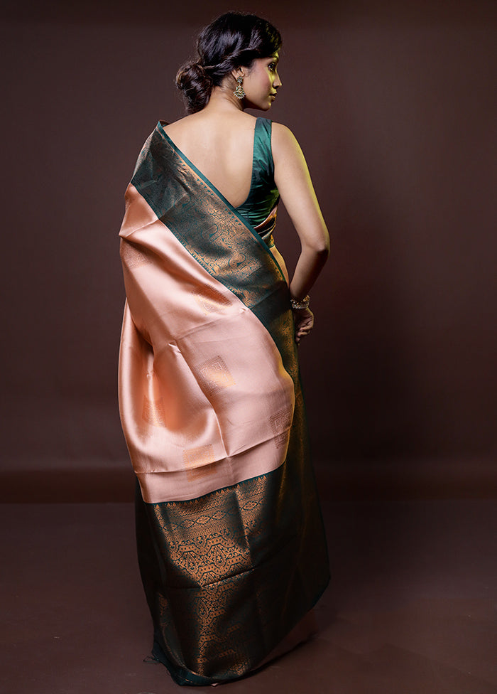 Pink Kanjivaram Silk Saree With Blouse Piece