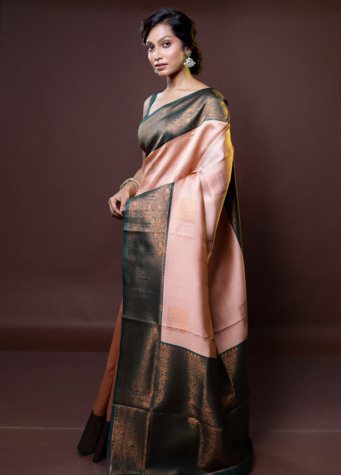 Pink Kanjivaram Silk Saree With Blouse Piece