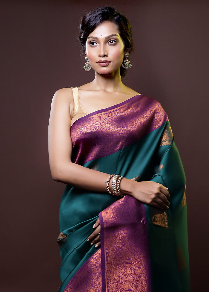 Green Kanjivaram Silk Saree With Blouse Piece