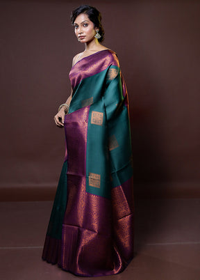 Green Kanjivaram Silk Saree With Blouse Piece