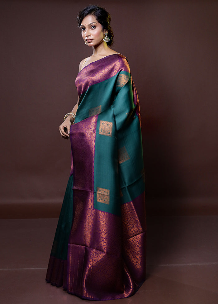 Green Kanjivaram Silk Saree With Blouse Piece