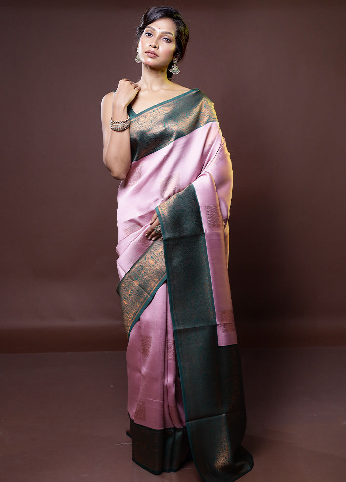 Purple Kanjivaram Silk Saree With Blouse Piece