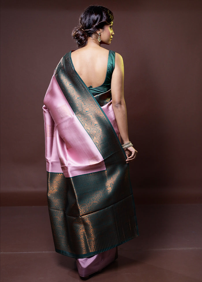 Purple Kanjivaram Silk Saree With Blouse Piece