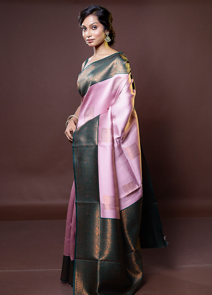 Purple Kanjivaram Silk Saree With Blouse Piece