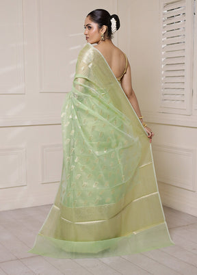 Green Organza Saree With Blouse Piece