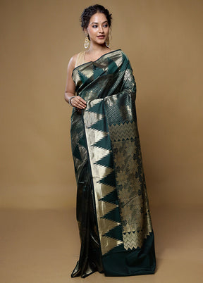 Green Kanjivaram Silk Saree With Blouse Piece