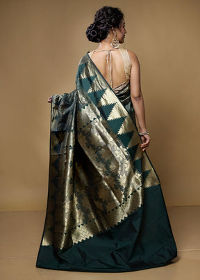 Green Kanjivaram Silk Saree With Blouse Piece