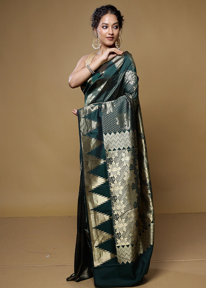 Green Kanjivaram Silk Saree With Blouse Piece