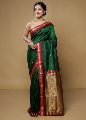 Green Kanjivaram Silk Saree With Blouse Piece