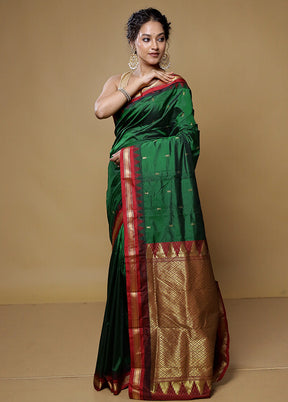 Green Kanjivaram Silk Saree With Blouse Piece