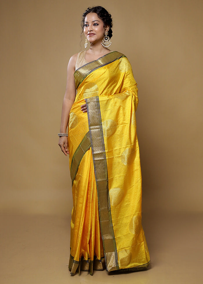 Yellow Kanjivaram Silk Saree With Blouse Piece