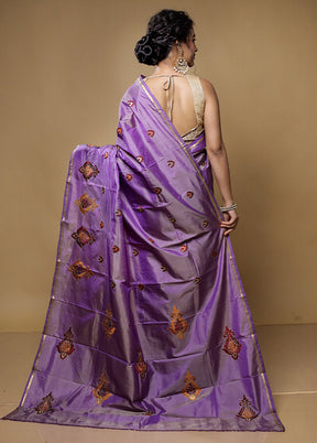 Purple Kanjivaram Silk Saree With Blouse Piece