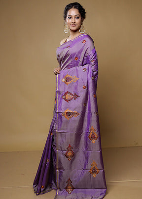 Purple Kanjivaram Silk Saree With Blouse Piece