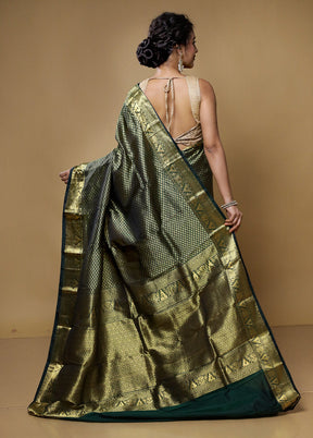 Green Kanjivaram Silk Saree With Blouse Piece