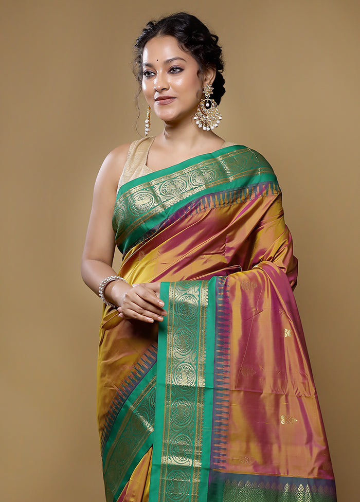 Pink Kanjivaram Silk Saree With Blouse Piece