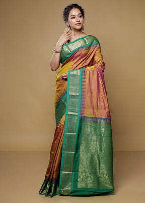 Pink Kanjivaram Silk Saree With Blouse Piece