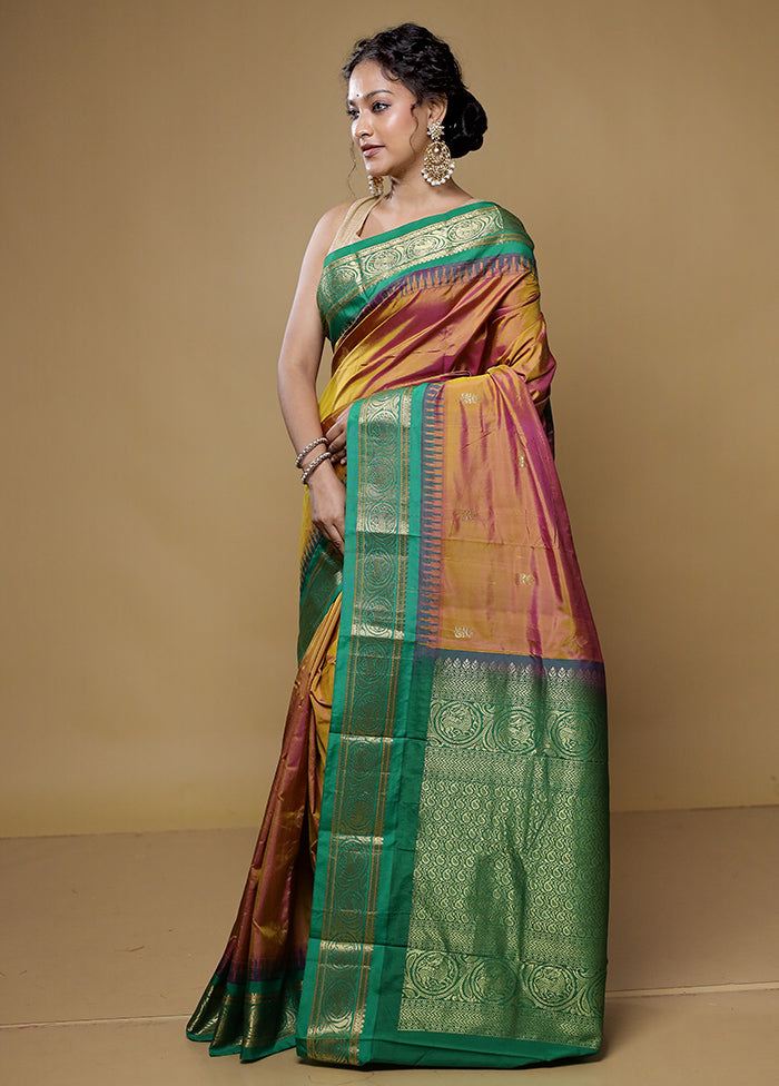 Pink Kanjivaram Silk Saree With Blouse Piece