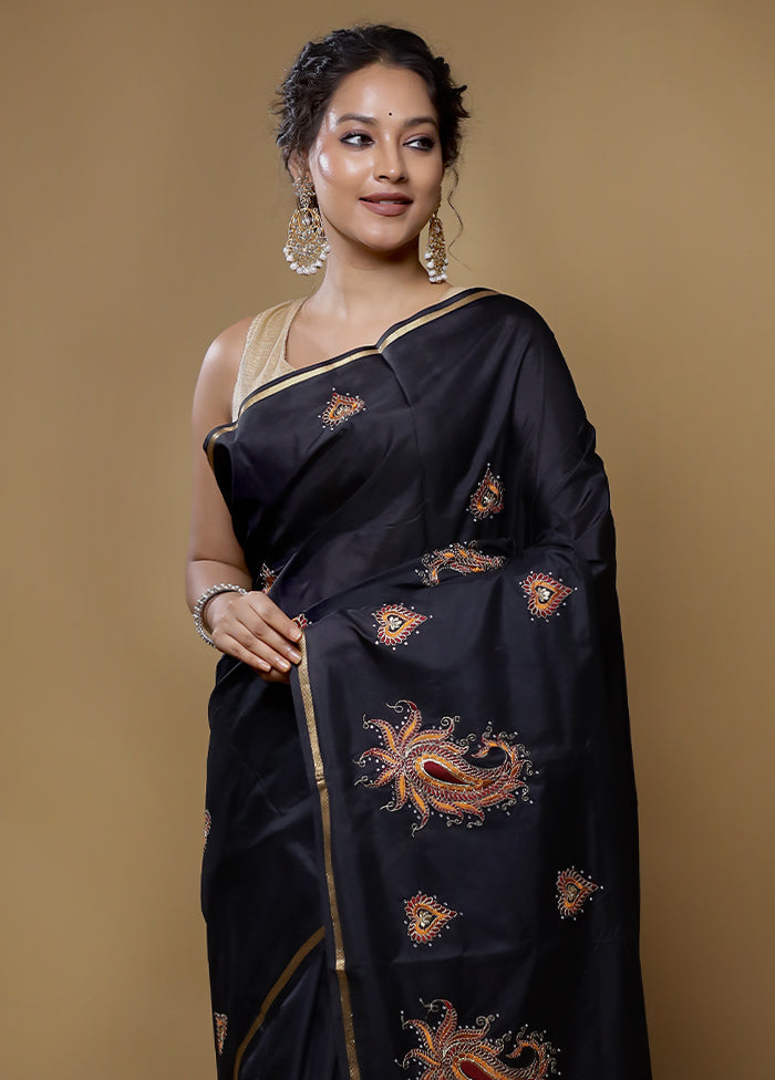 Black Kanjivaram Silk Saree With Blouse Piece