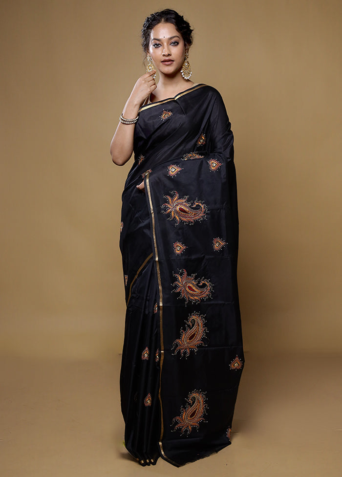 Black Kanjivaram Silk Saree With Blouse Piece