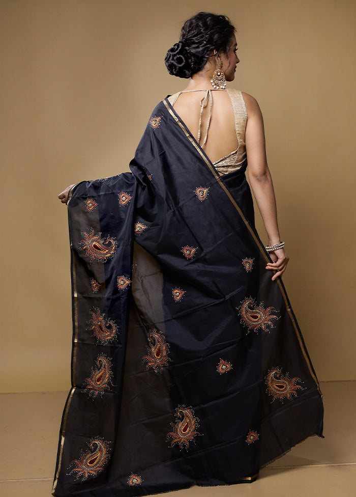 Black Kanjivaram Silk Saree With Blouse Piece