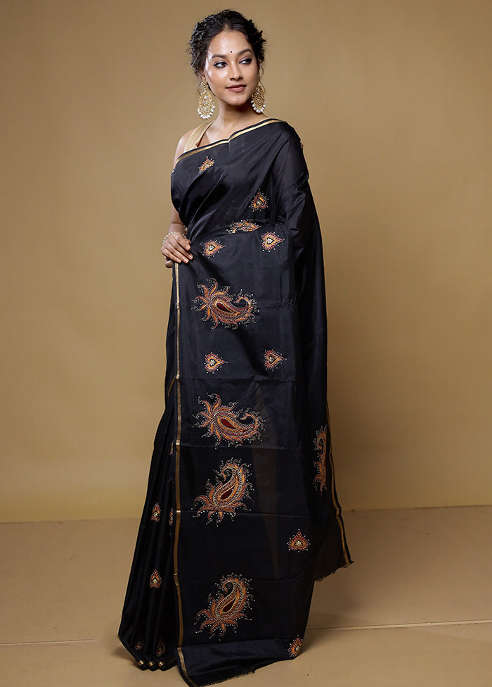 Black Kanjivaram Silk Saree With Blouse Piece