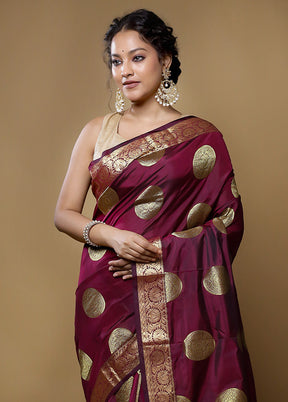 Maroon Kanjivaram Silk Saree With Blouse Piece