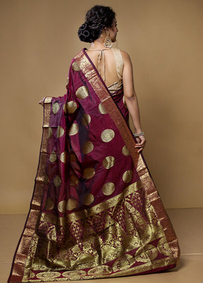 Maroon Kanjivaram Silk Saree With Blouse Piece