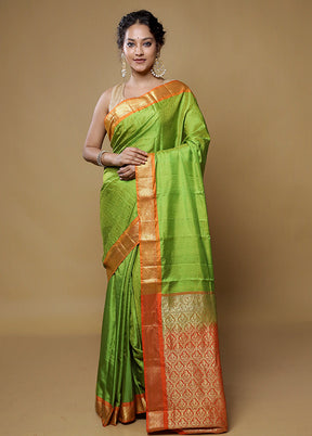 Green Kanjivaram Silk Saree With Blouse Piece