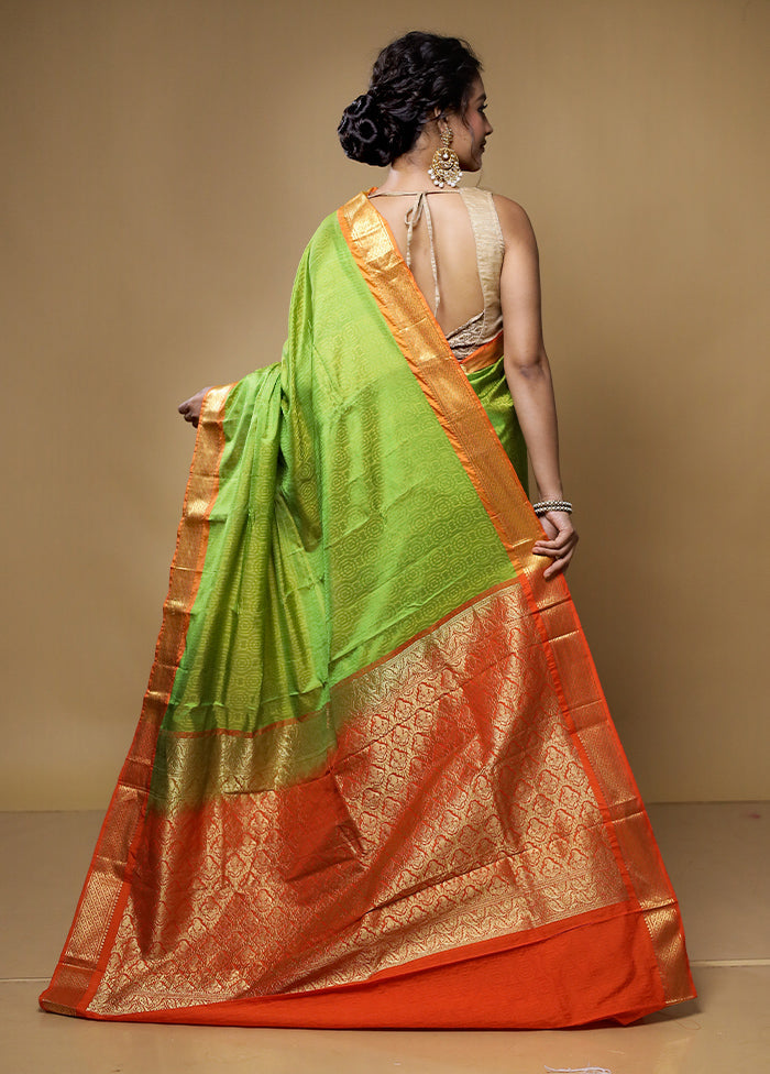 Green Kanjivaram Silk Saree With Blouse Piece