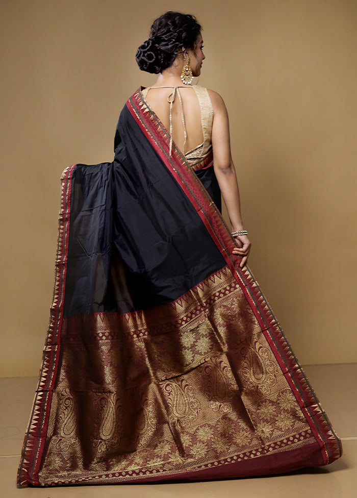 Black Kanjivaram Silk Saree With Blouse Piece