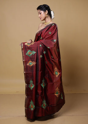 Maroon Kanjivaram Silk Saree With Blouse Piece