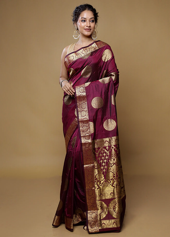 Maroon Kanjivaram Silk Saree With Blouse Piece