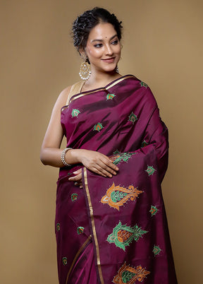 Maroon Kanjivaram Silk Saree With Blouse Piece