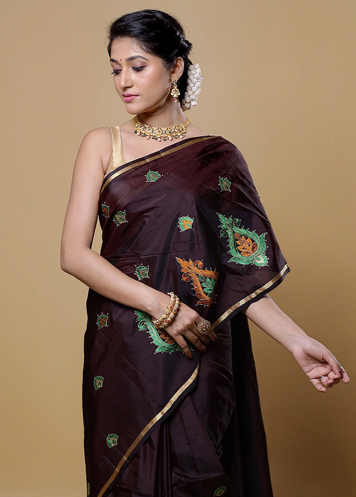 Maroon Kanjivaram Silk Saree With Blouse Piece