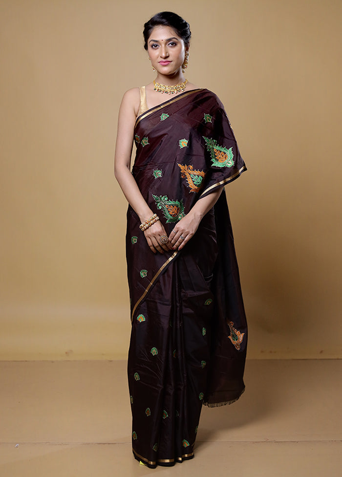 Maroon Kanjivaram Silk Saree With Blouse Piece