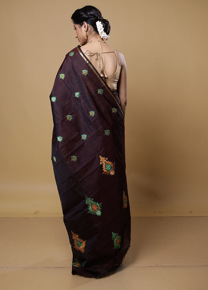 Maroon Kanjivaram Silk Saree With Blouse Piece