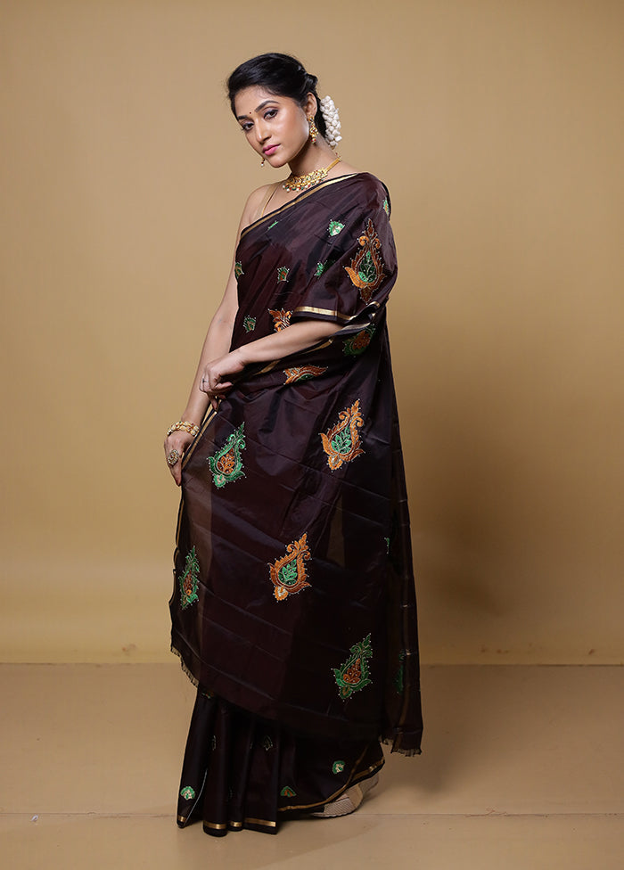 Maroon Kanjivaram Silk Saree With Blouse Piece