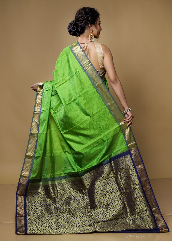 Green Kanjivaram Silk Saree With Blouse Piece