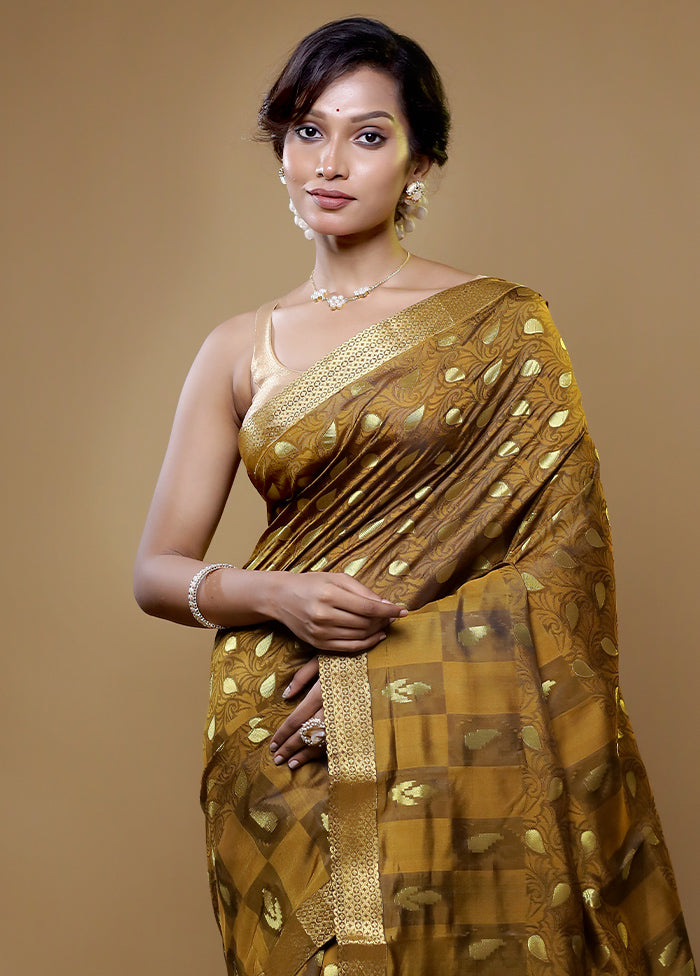 Rust Kanjivaram Silk Saree With Blouse Piece