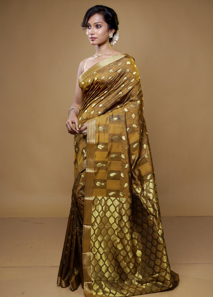 Rust Kanjivaram Silk Saree With Blouse Piece