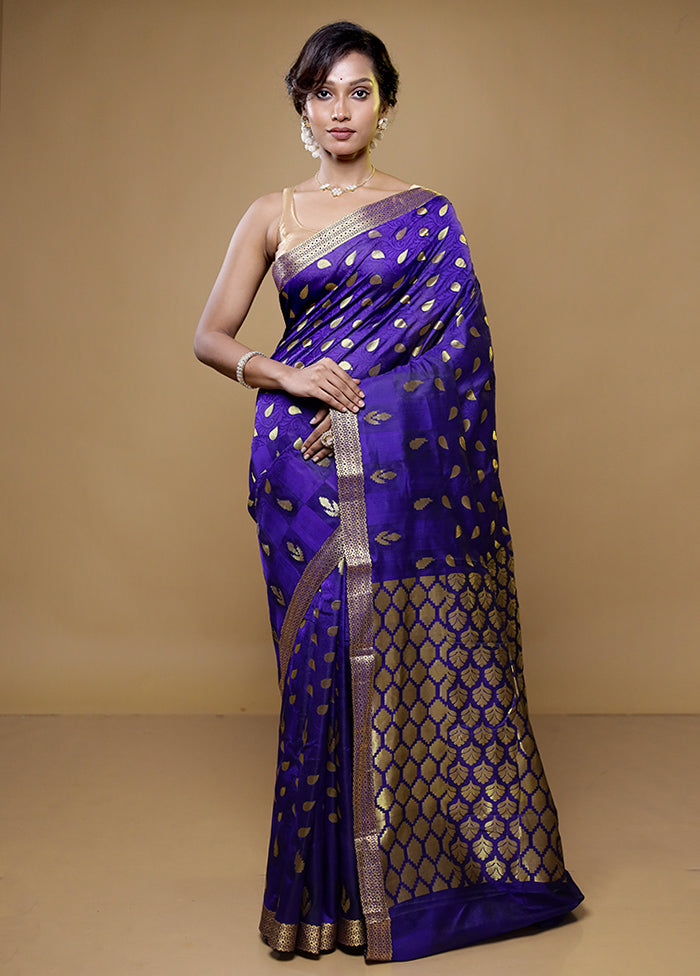 Blue Kanjivaram Silk Saree With Blouse Piece