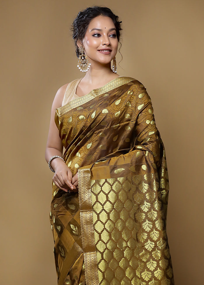 Rust Kanjivaram Silk Saree With Blouse Piece