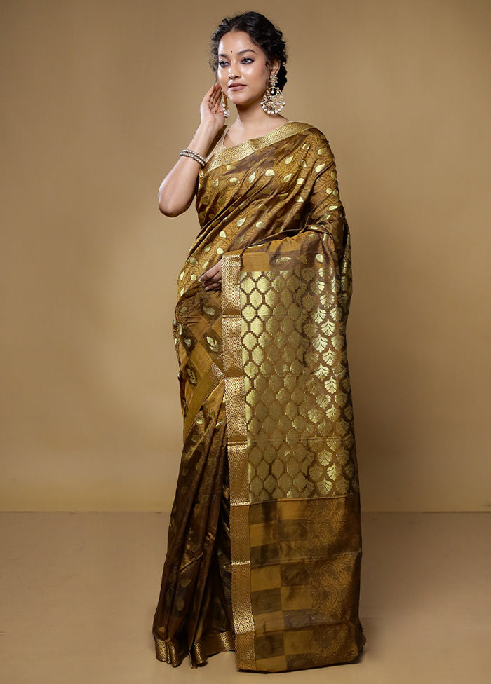 Rust Kanjivaram Silk Saree With Blouse Piece