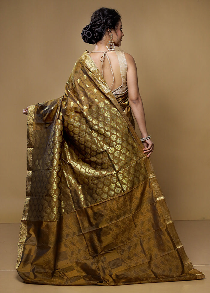 Rust Kanjivaram Silk Saree With Blouse Piece