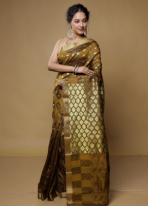 Rust Kanjivaram Silk Saree With Blouse Piece