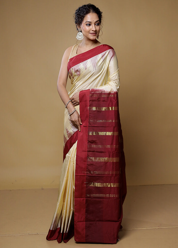 Maroon Kanjivaram Silk Saree With Blouse Piece