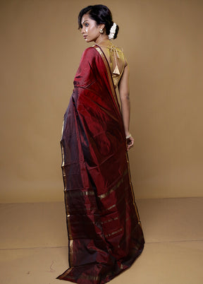 Grey Kanjivaram Silk Saree With Blouse Piece